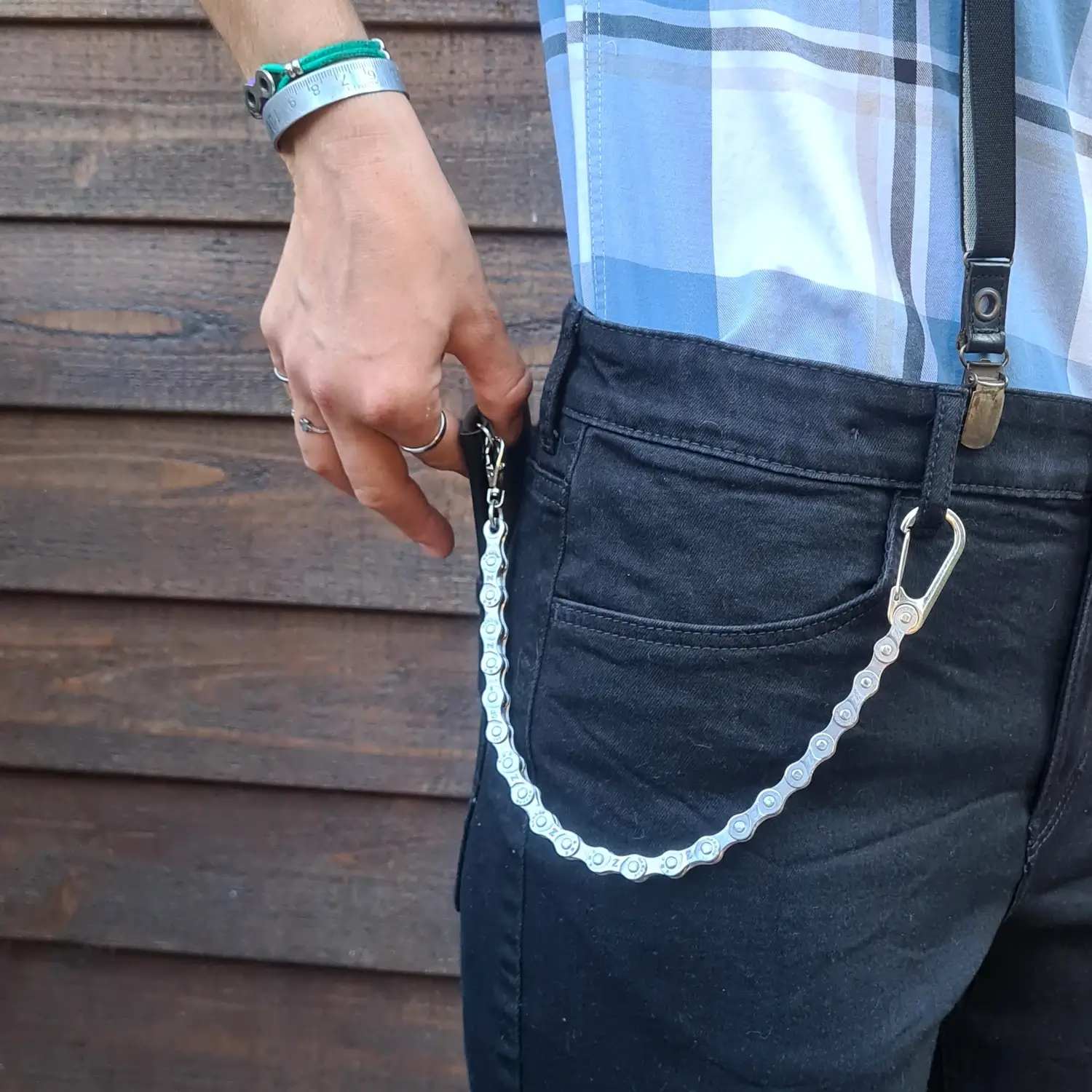 Chainette de portefeuille en chaîne de vélo – 35, 45 ou 55 cm – Portefeuille vegan en option Chainette de portefeuille en chaîne de vélo - portefeuille vegan minimaliste upcyclé en option