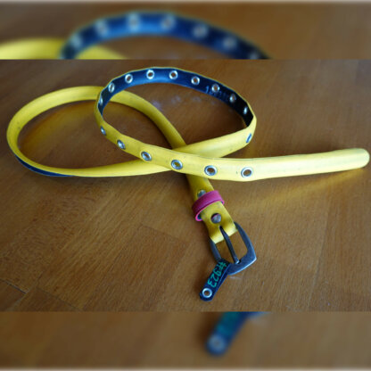 Ceinture en pneu de vélo upcyclé - jaune et rouge