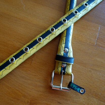 Ceinture jaune et noire en pneu de vélo upcyclé - Re-Cycle-On