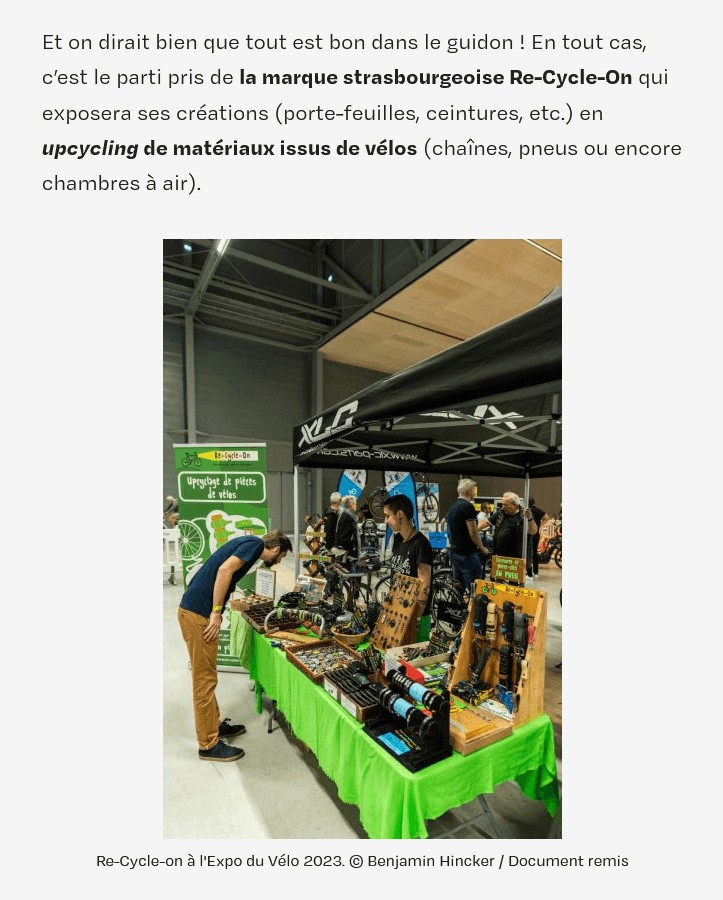 Re-Cycle-On à l'Expo du vélo - article Pokaa