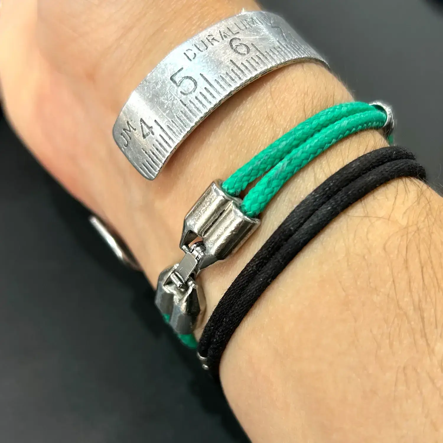 Bracelet pour cycliste en paracorde verte et maillon de chaîne de vélo