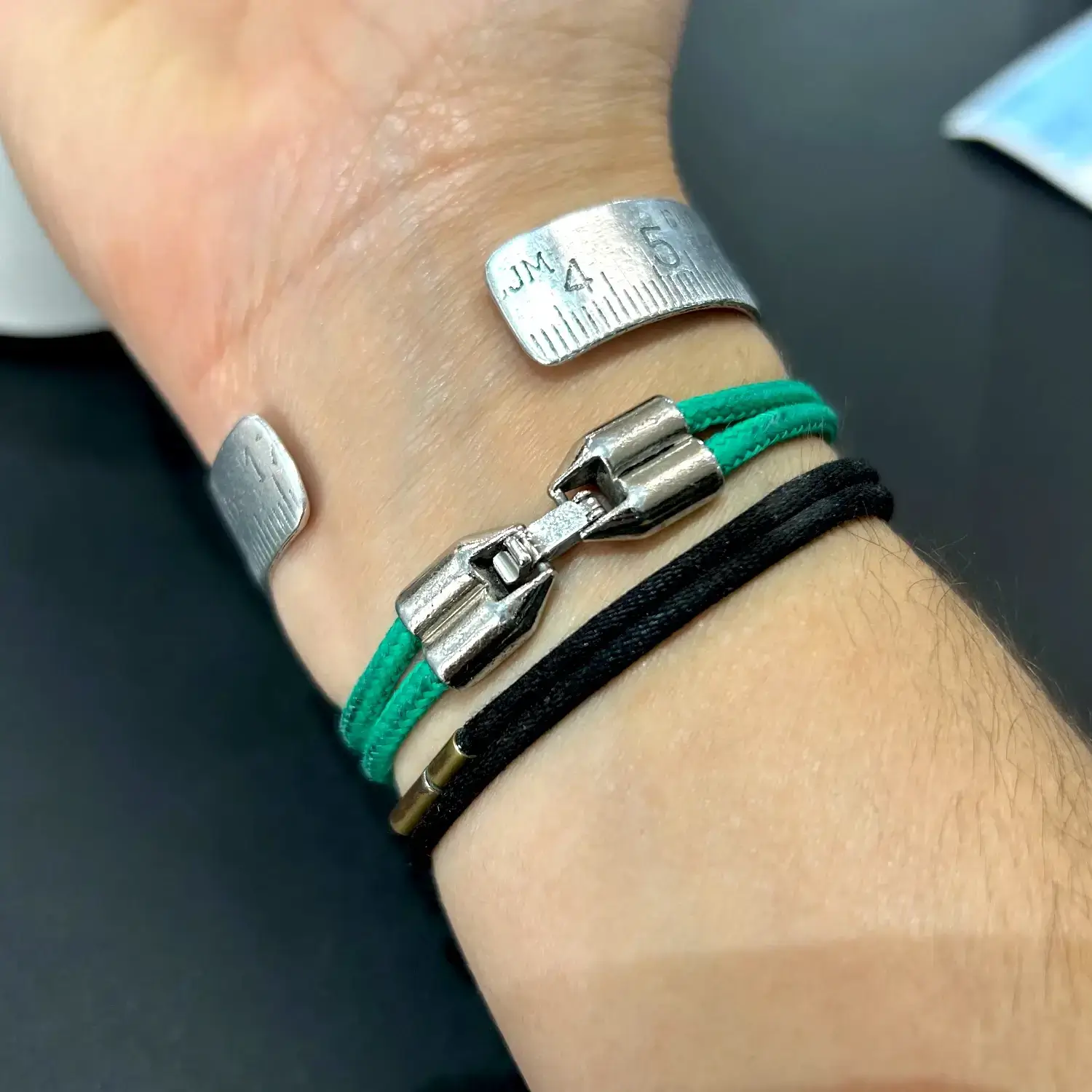 Bracelet pour cycliste en paracorde verte et maillon de chaîne de vélo