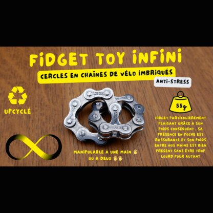 Fidget toy anti-stress en chaîne de vélo upcyclées - cercles imbriqués