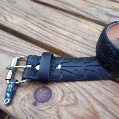 Ceinture noire large en pneu de vélo upcyclé