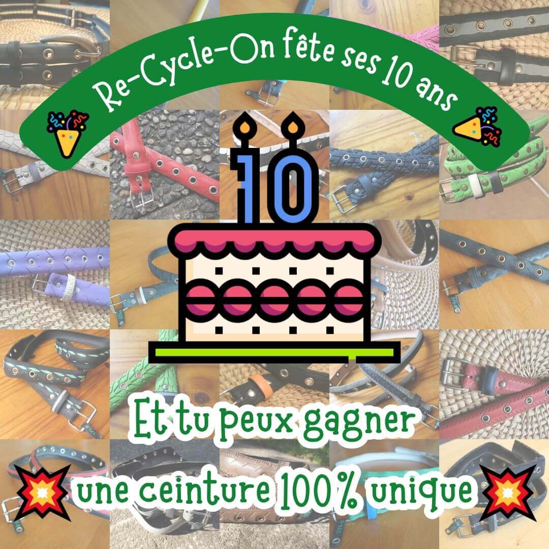 Re-Cycle-On fête ses 10 ans : grand concours pour gagner une ceinture en pneu de vélo upcyclé !