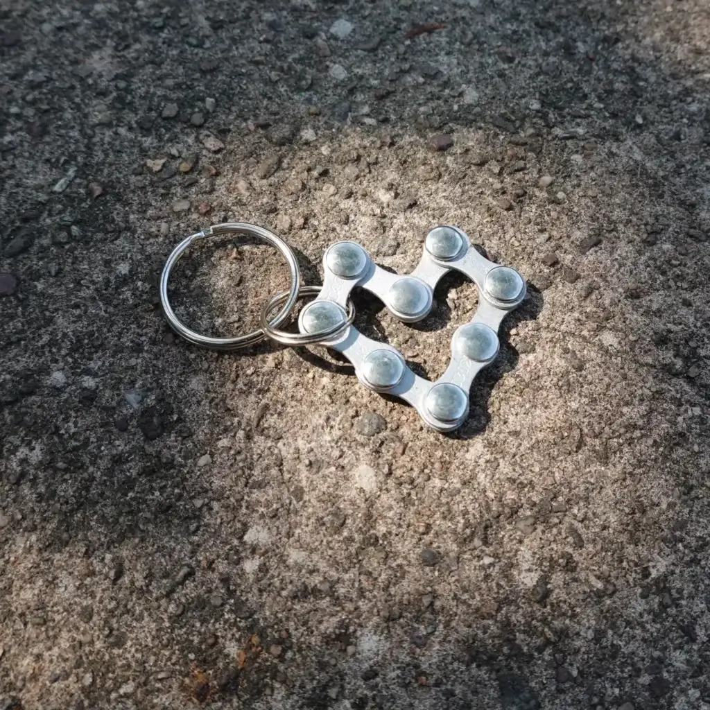 Porte-clés coeur en chaine de vélo upcyclée