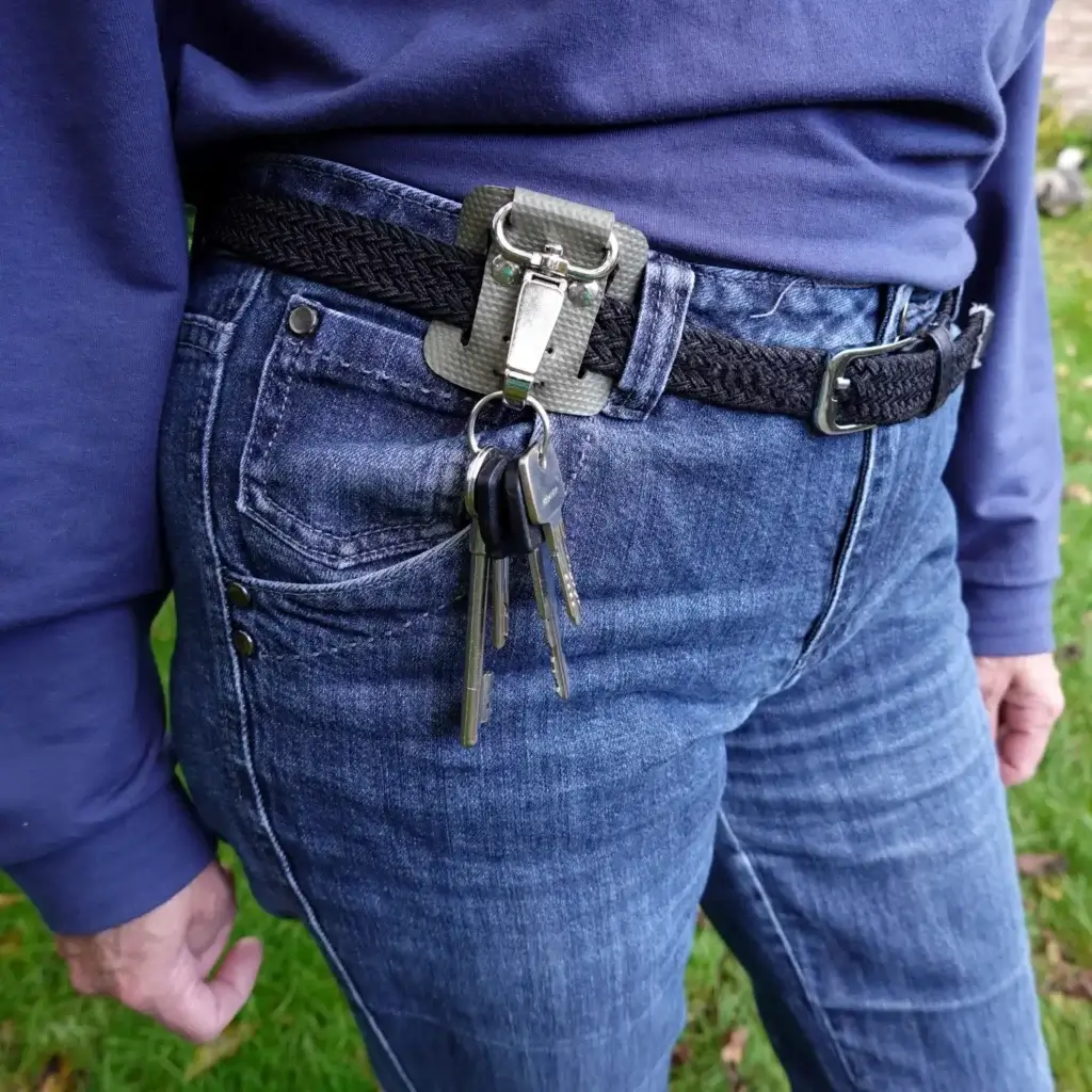 Porte-clés passant de ceinture en tuyau de lance à incendie upcyclé