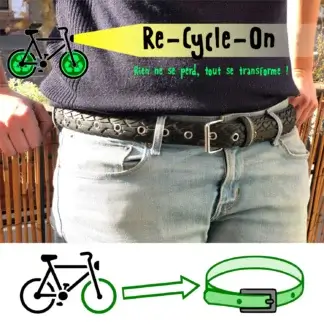 Ceinture en pneu de vélo upcyclé - ceinture vegan noire, large, personnalisable