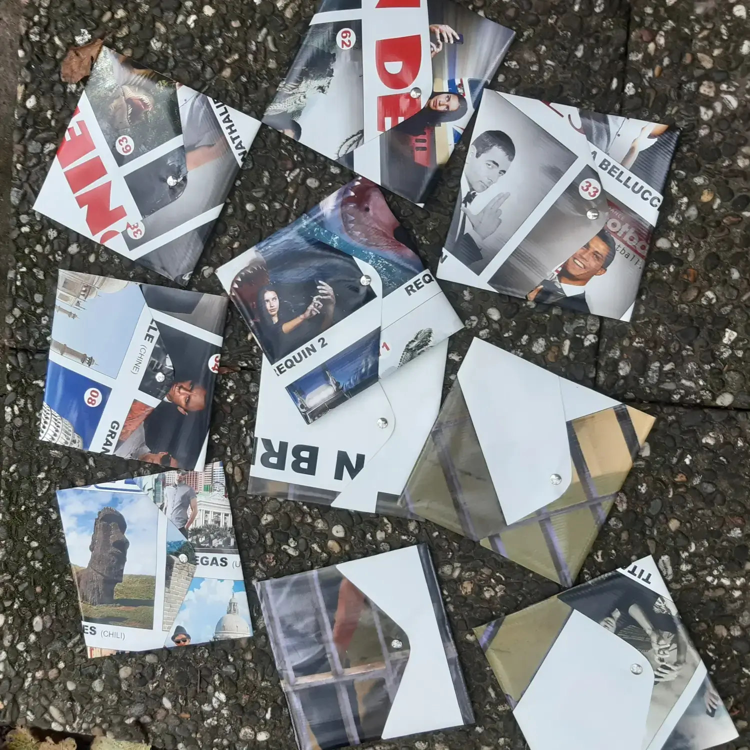 Pochette cadeau réutilisable en bâche publicitaire upcyclée