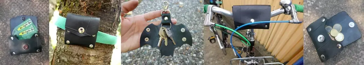 Créations en chambre à air de tracteur upcyclée par Re-Cycle-On : porte-monnaie, porte-clés, sacoches de guidon, pochettes de ceintures, ...
