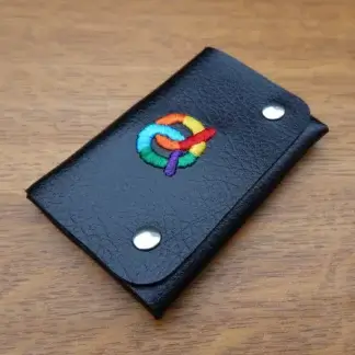 Portefeuille vegan minimaliste - broderie bretzel arc-en-ciel